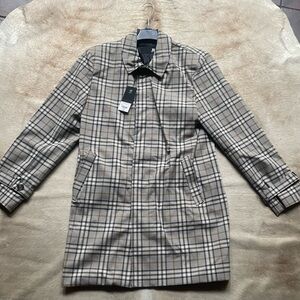 JF J.Ferrar Checkered Trench Coat - Beige and Black